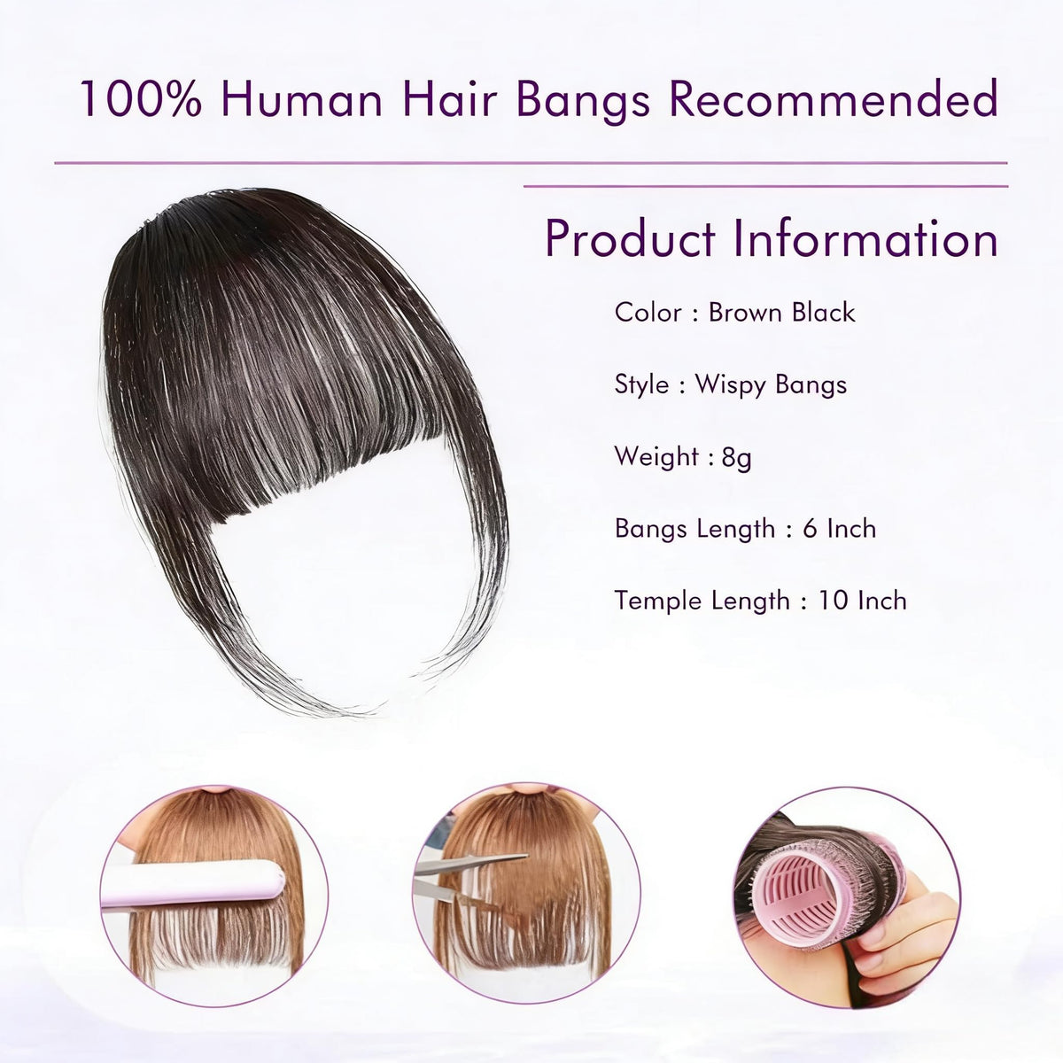 ELEFOCUS Clip in Bangs displayed with packaging
