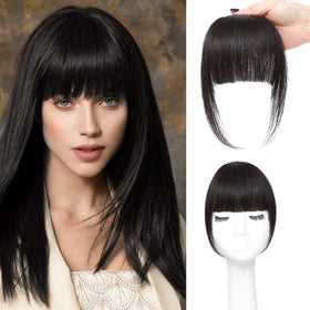 ELEFOCUS Clip in Bangs front view with natural brown black colour