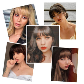 ELEFOCUS Clip in French Bangs with styling options shown