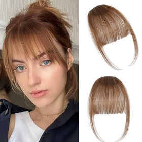 ELEFOCUS Clip-on Bangs front view in light brown