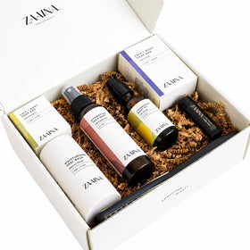 Elegant gift box containing ZAAINA Wellness Spa products