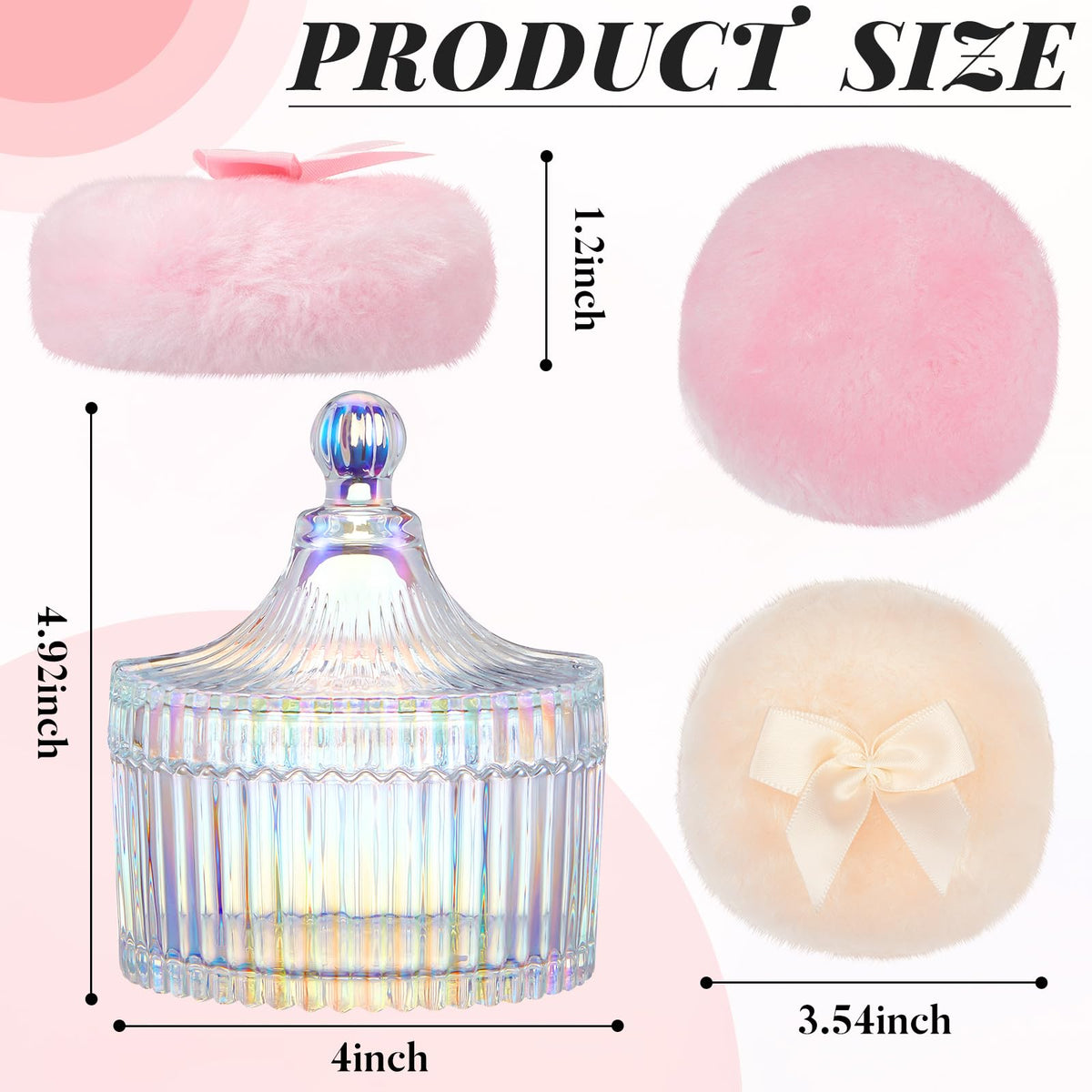 Elegant glass container for Tioncy powder puffs