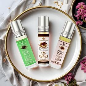 Elegant packaging of Al-Rehab Choco Musk Perfume Oils