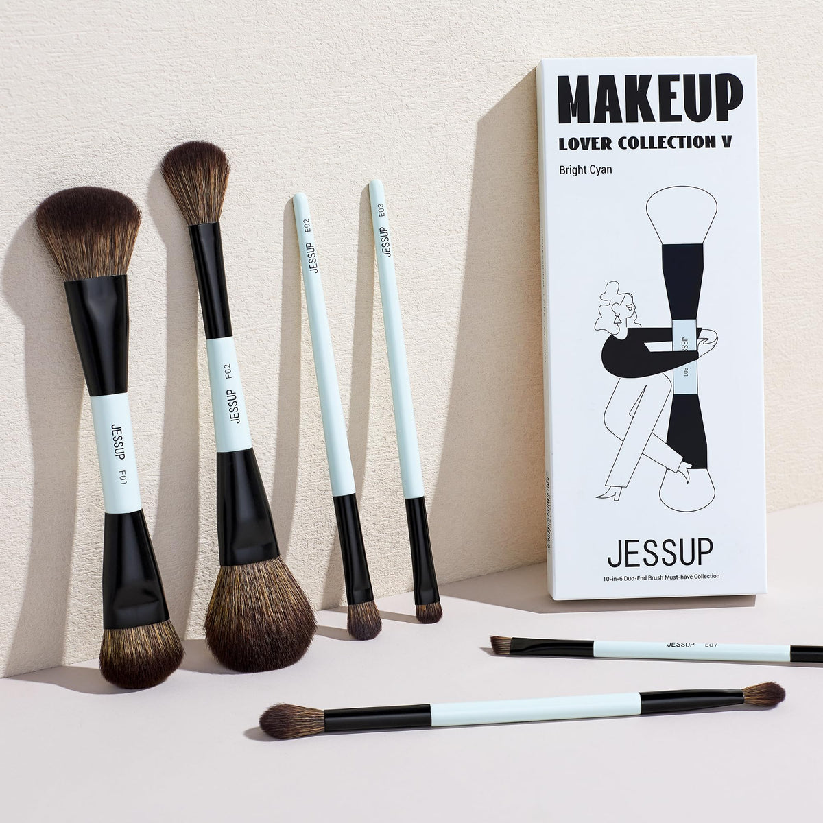 Elegant packaging of Jessup Makeup Brush Set