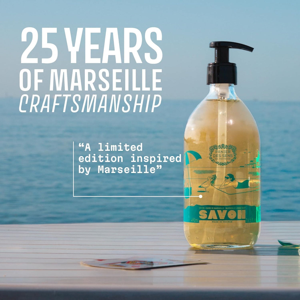 Elegant refillable glass bottle of Panier des Sens hand soap