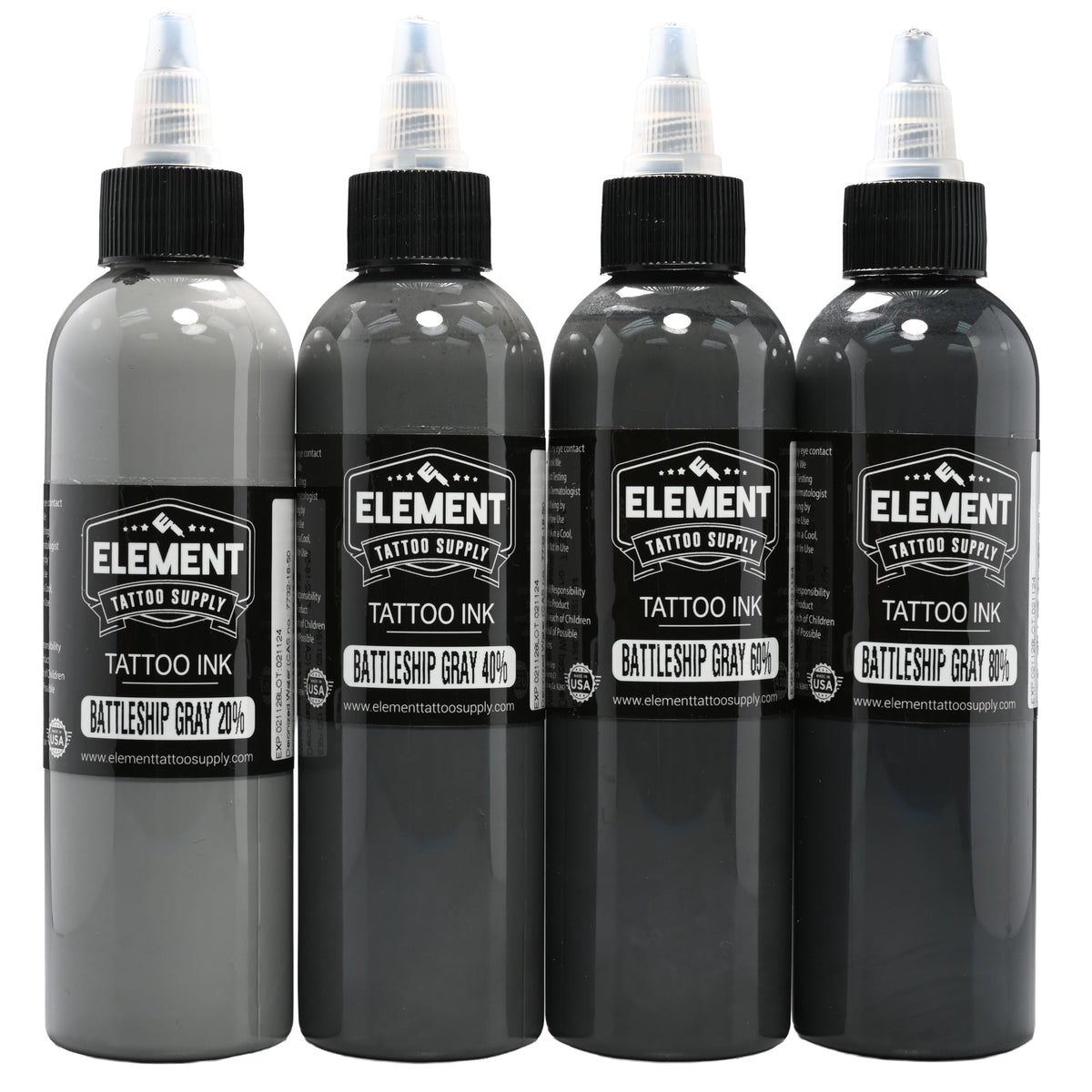 Element Tattoo Supply Battleship Gray Ink Set 4 shades front view