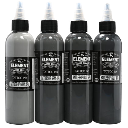Element Tattoo Supply Battleship Gray Ink Set 4 shades front view