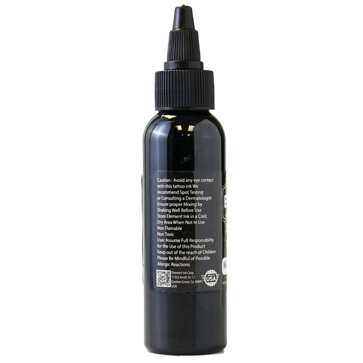 Element Tattoo Supply Black Tattoo Ink 2oz close-up of cap