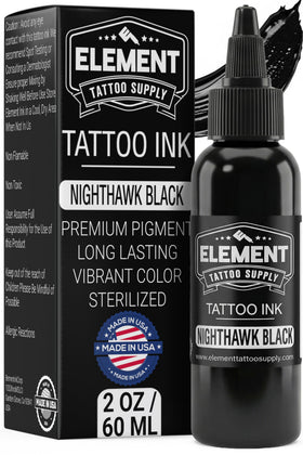 Element Tattoo Supply Black Tattoo Ink 2oz front view
