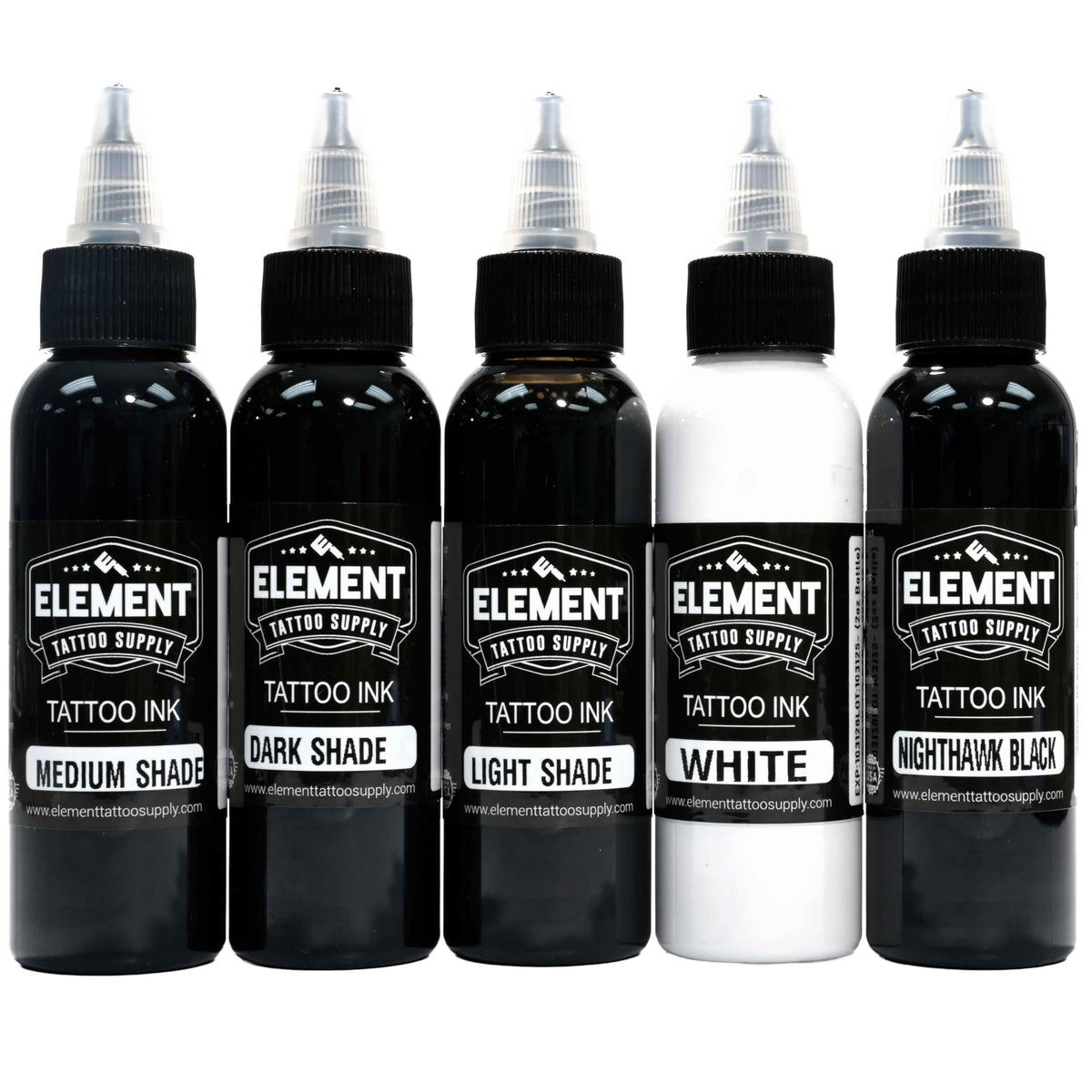 Element Tattoo Supply Greywash Ink Set 5 Shades 2oz bottles