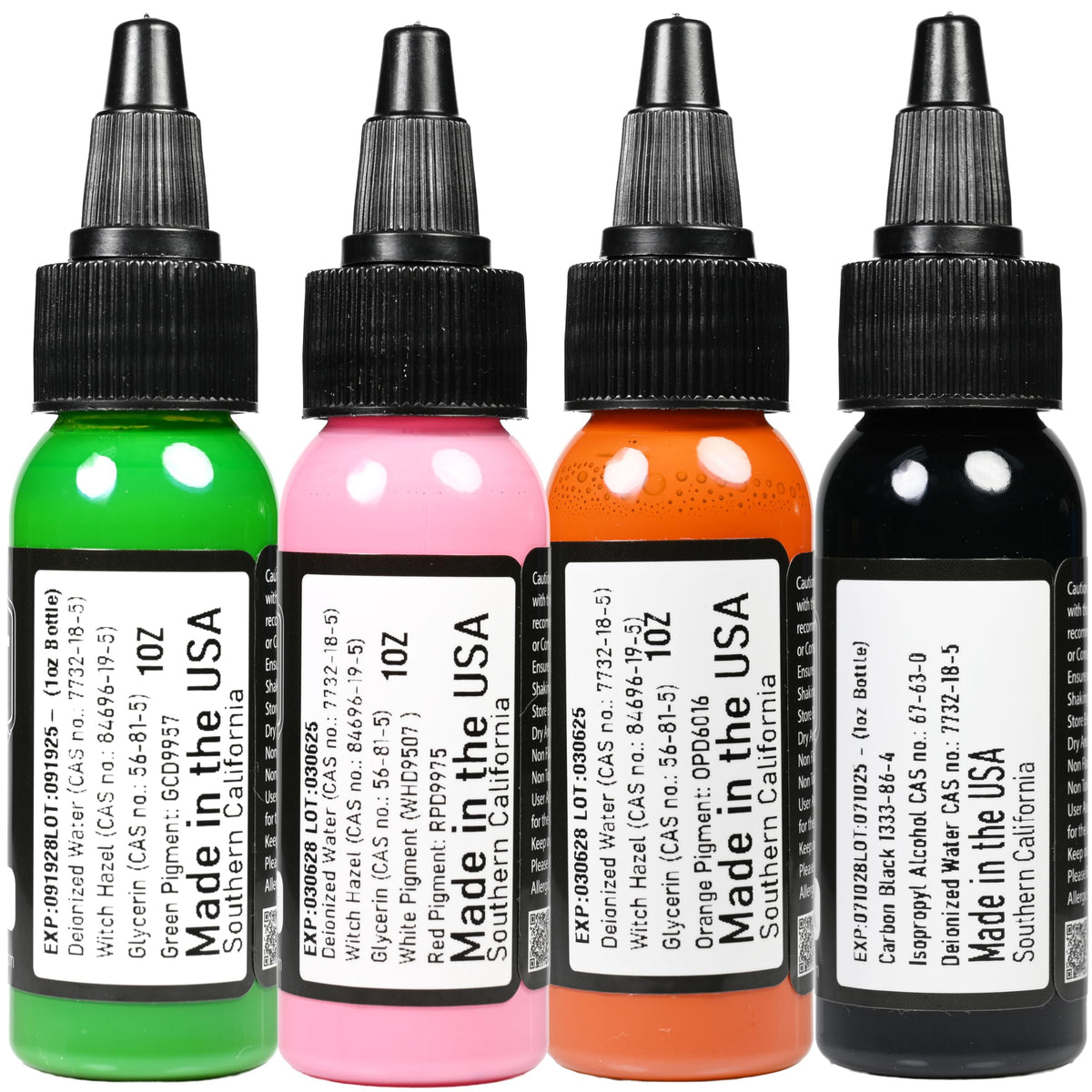 Element Tattoo Supply Ink Set displayed on a tattoo studio table