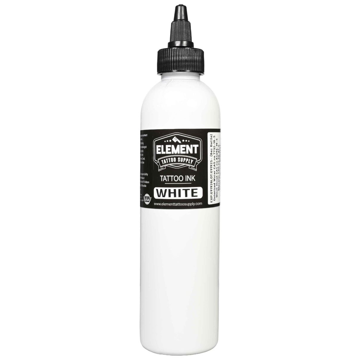 Element Tattoo Supply White Tattoo Ink 8oz bottle front view