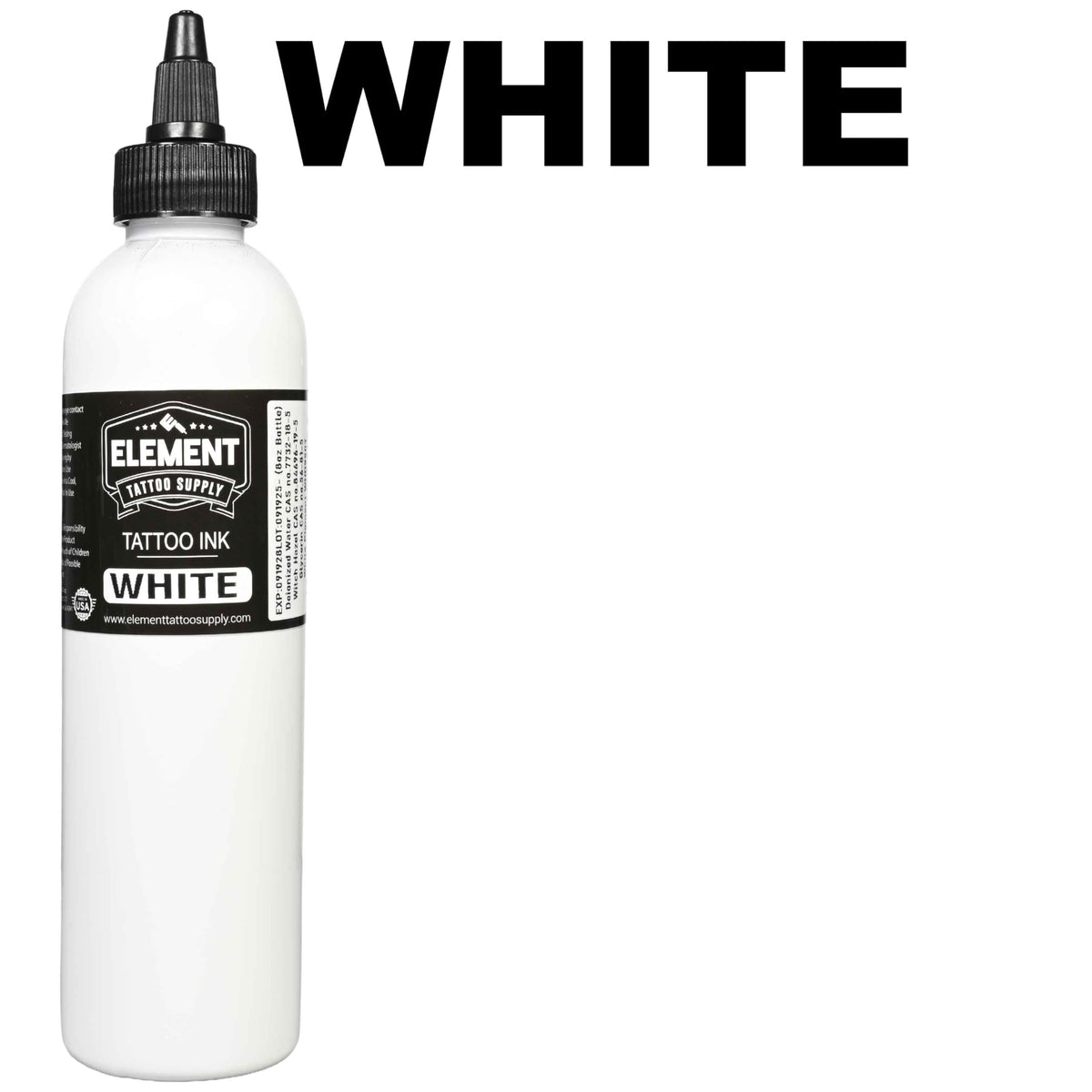 Element Tattoo Supply White Tattoo Ink 8oz bottle with tattoo supplies