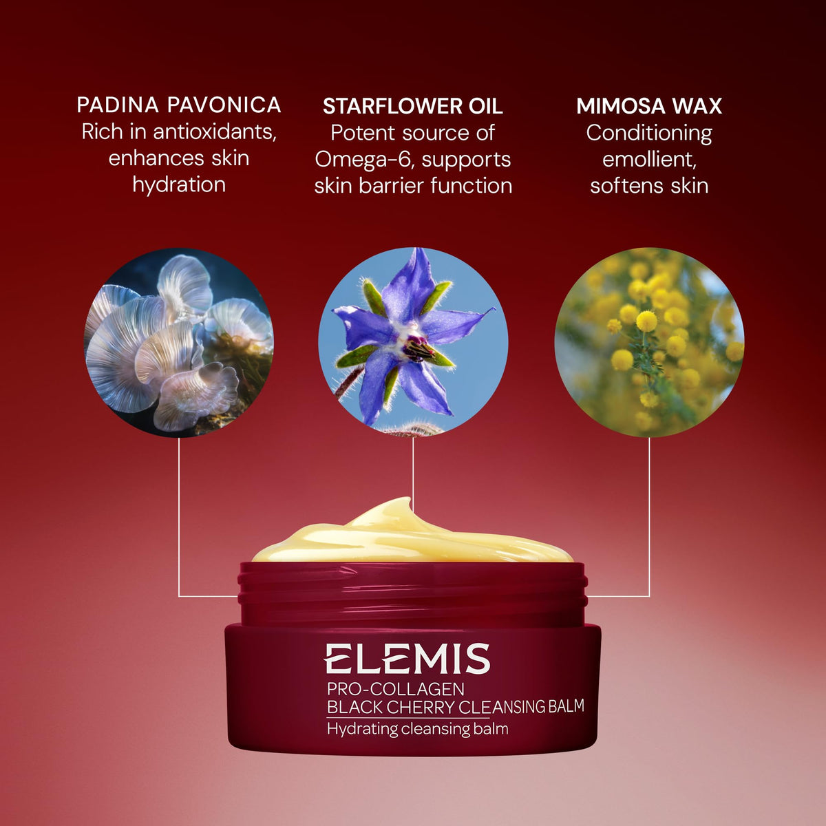 ELEMIS Pro-Collagen Black Cherry Cleansing Balm application on skin