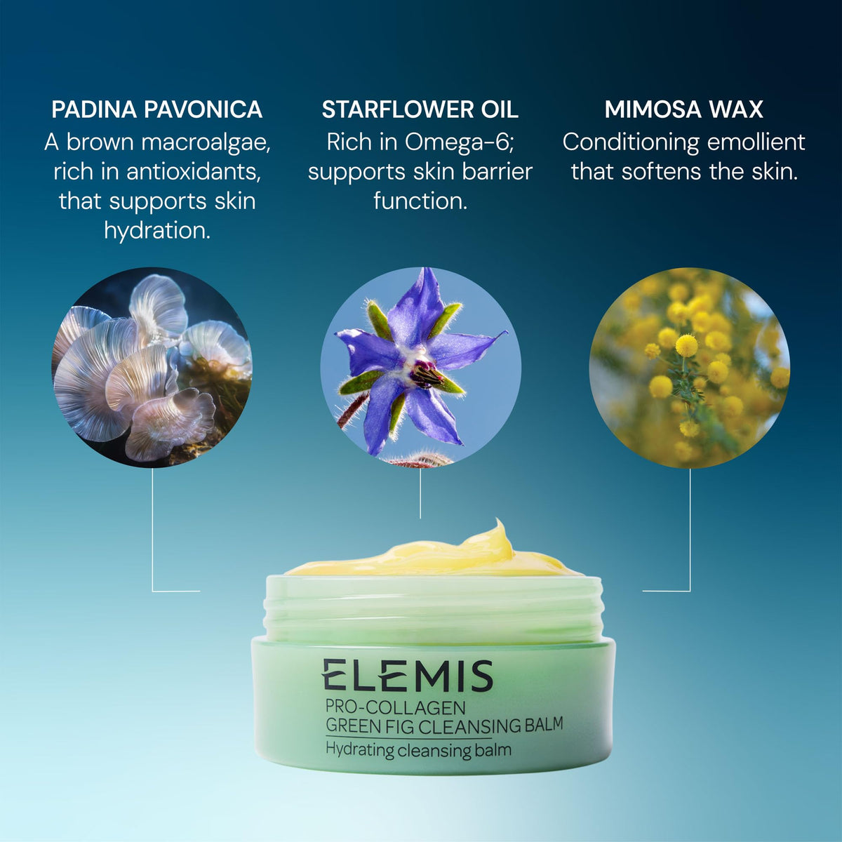 ELEMIS Pro-Collagen Green Fig Cleansing Balm 100g in bathroom setting