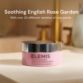 ELEMIS Pro-Collagen Rose Cleansing Balm on a bathroom counter