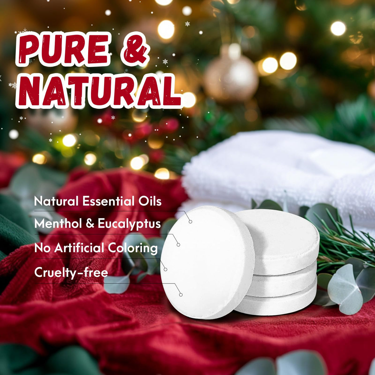 Eletorot Eucalyptus Mint Shower Steamers in a relaxing bathroom setting