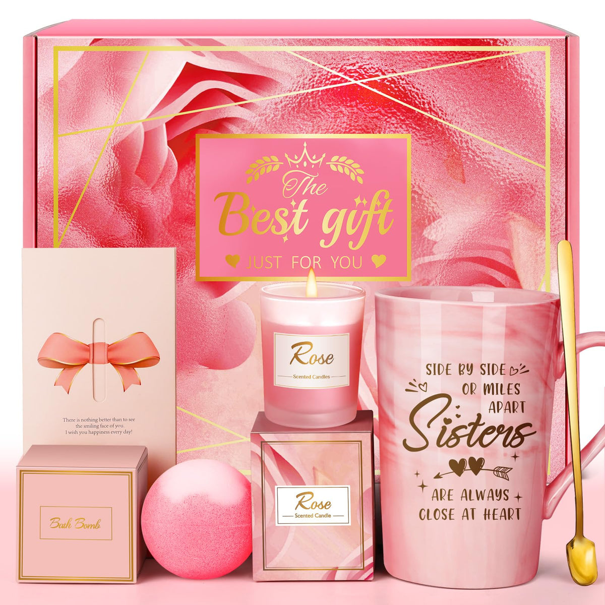 Eletorot Sister Spa Relaxation Basket Set with pink items