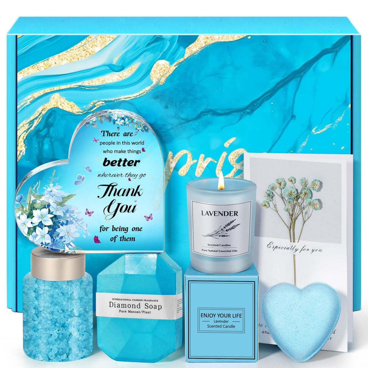 Eletorot Thank You Gift Basket with heart-shaped keepsake and lavender candle