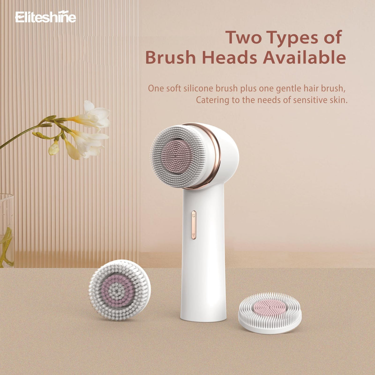 Eliteshine Electric Facial Cleansing Brush charging with a standard 5V adapter