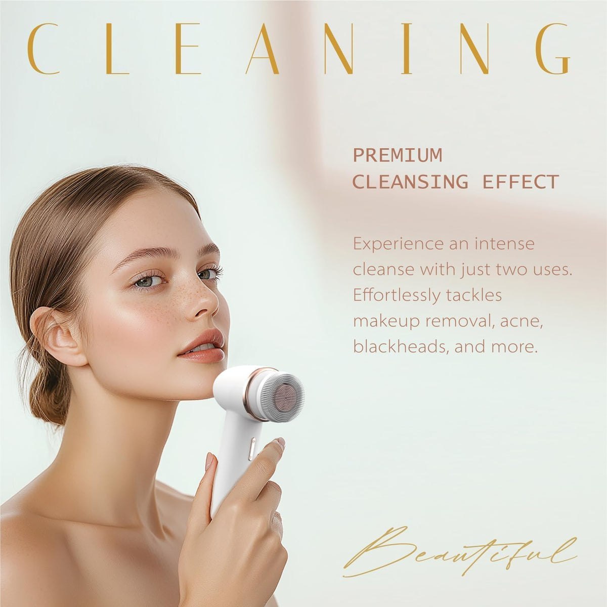 Eliteshine Electric Facial Cleansing Brush in a relaxing bathroom setting