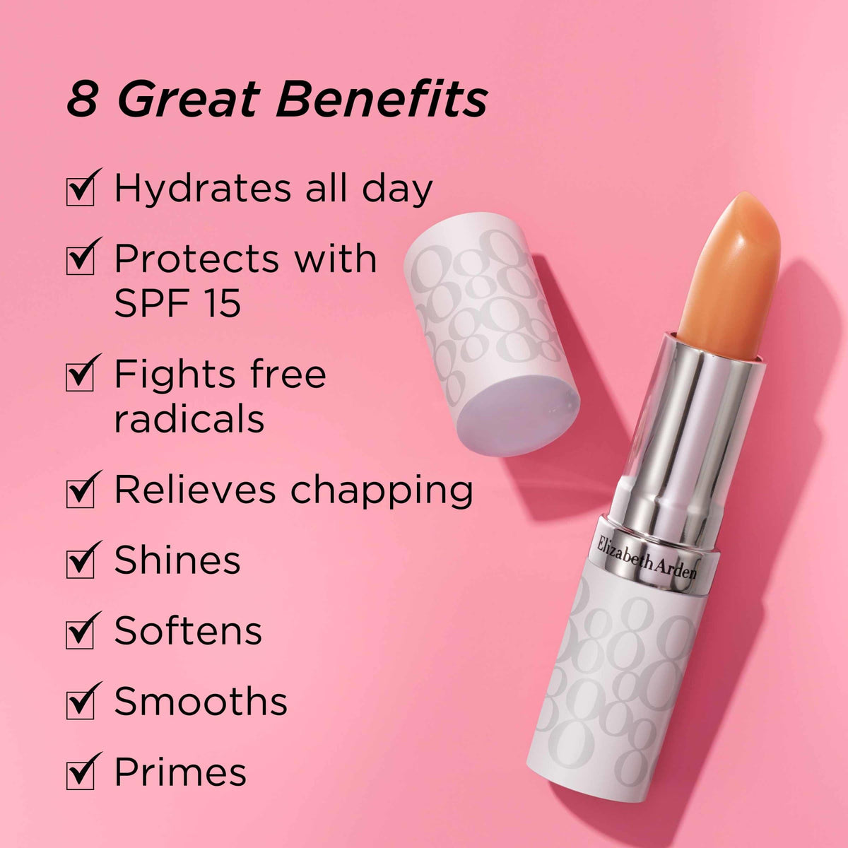 Elizabeth Arden Eight Hour Cream Lip Protectant Stick SPF 15 in a makeup bag