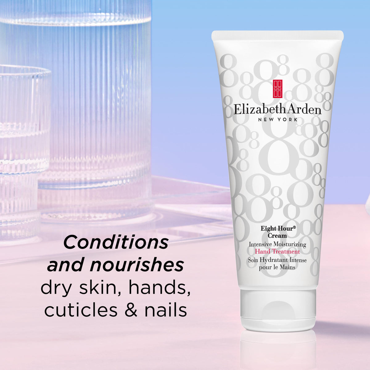 Elizabeth Arden hand cream beside other skincare products