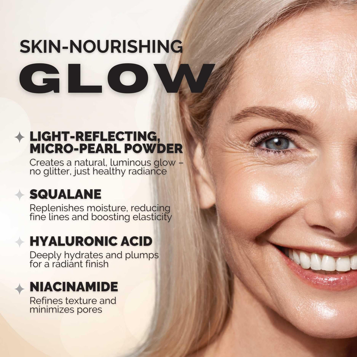 Elizabeth Mott Glow support Tan in natural light
