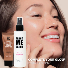 Elizabeth Mott Glow support Tan with makeup products