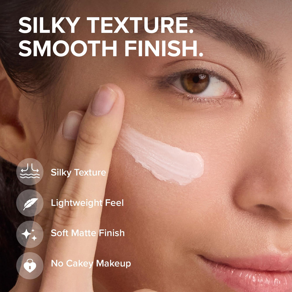 Elizabeth Mott primer applied on skin for smooth finish