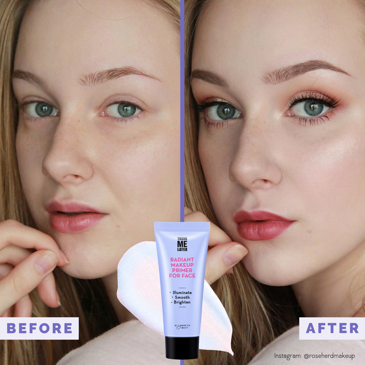 Elizabeth Mott primer in a beauty routine setting