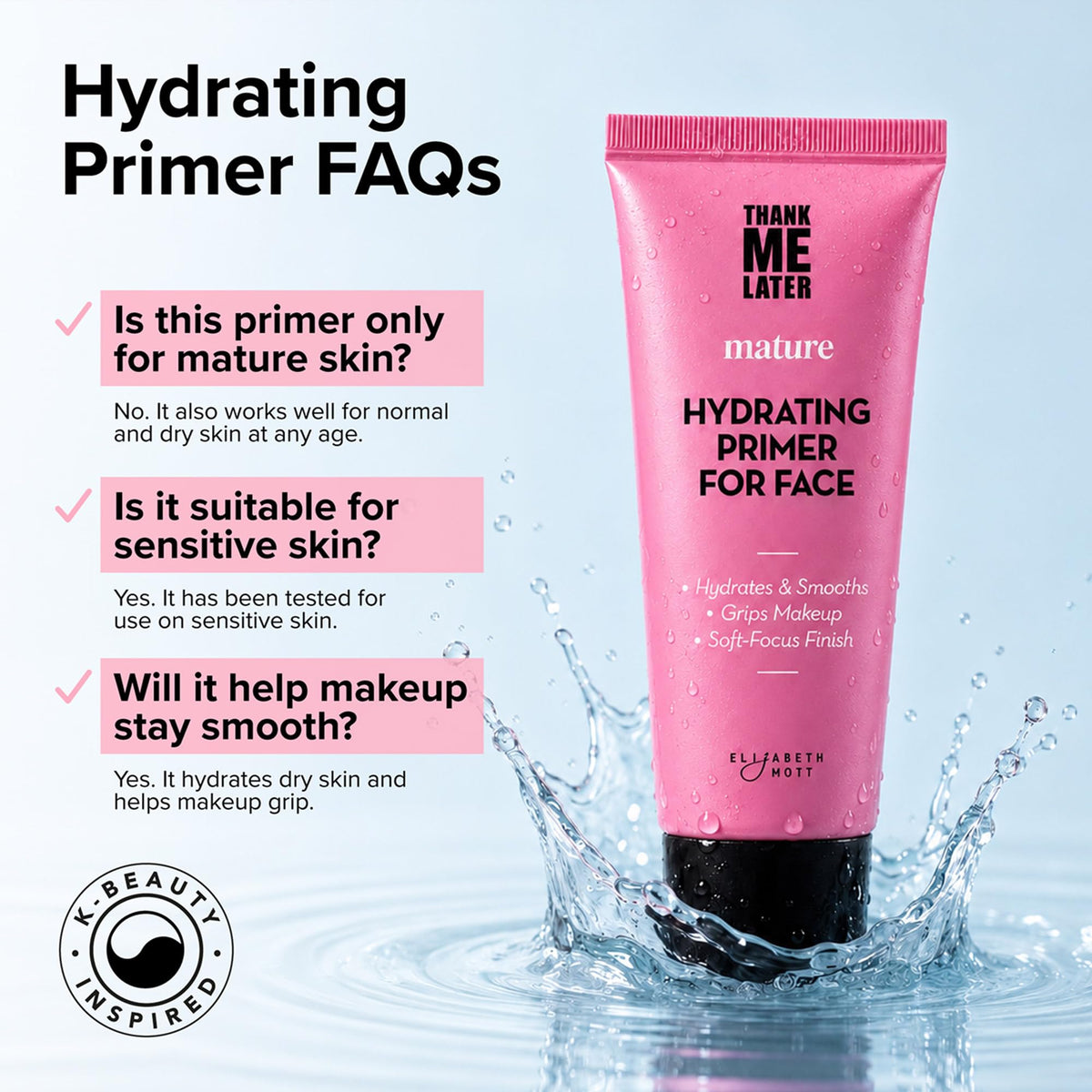 Elizabeth Mott primer with ingredients displayed