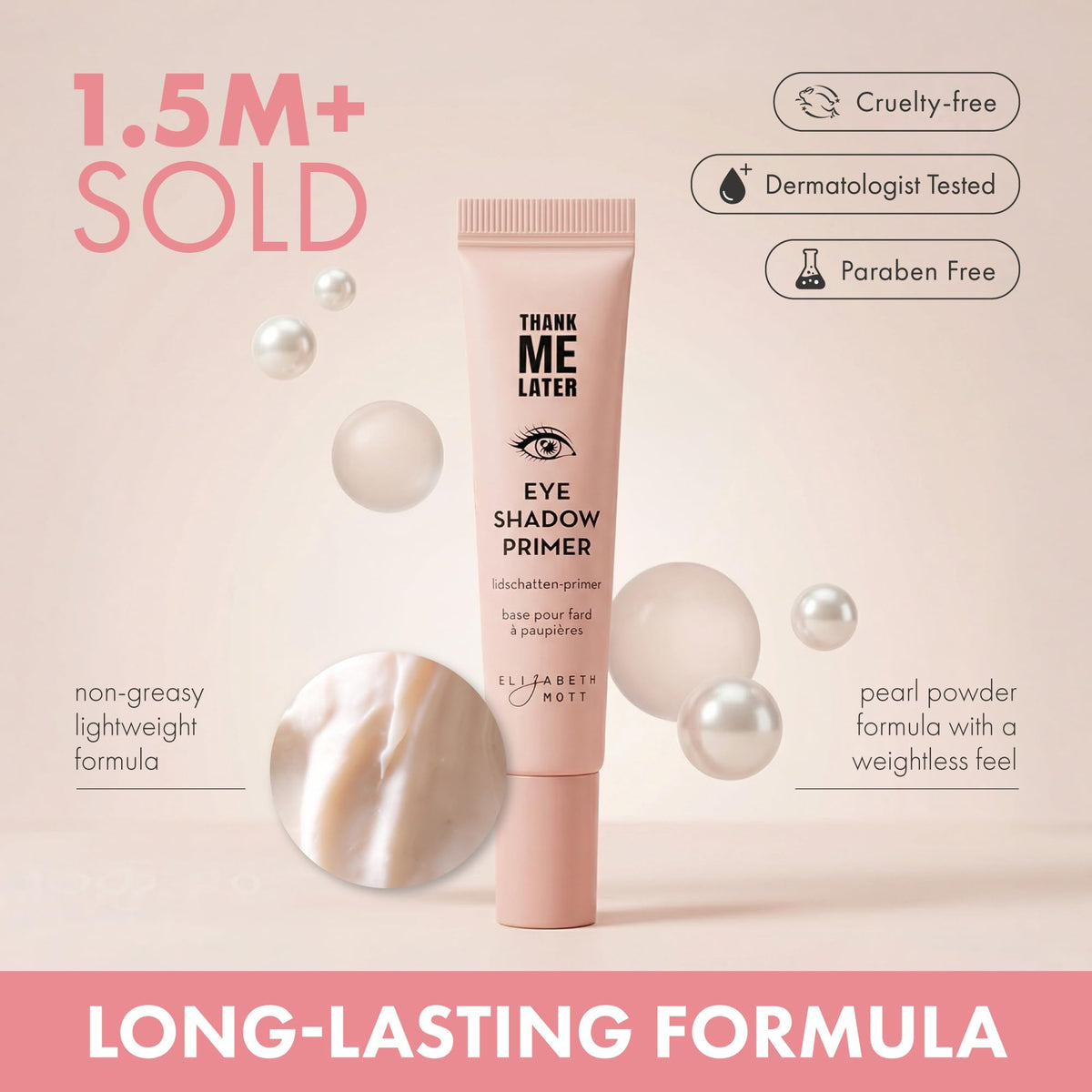 Elizabeth Mott Thank Me Later Eye Primer 10g application on eyelid