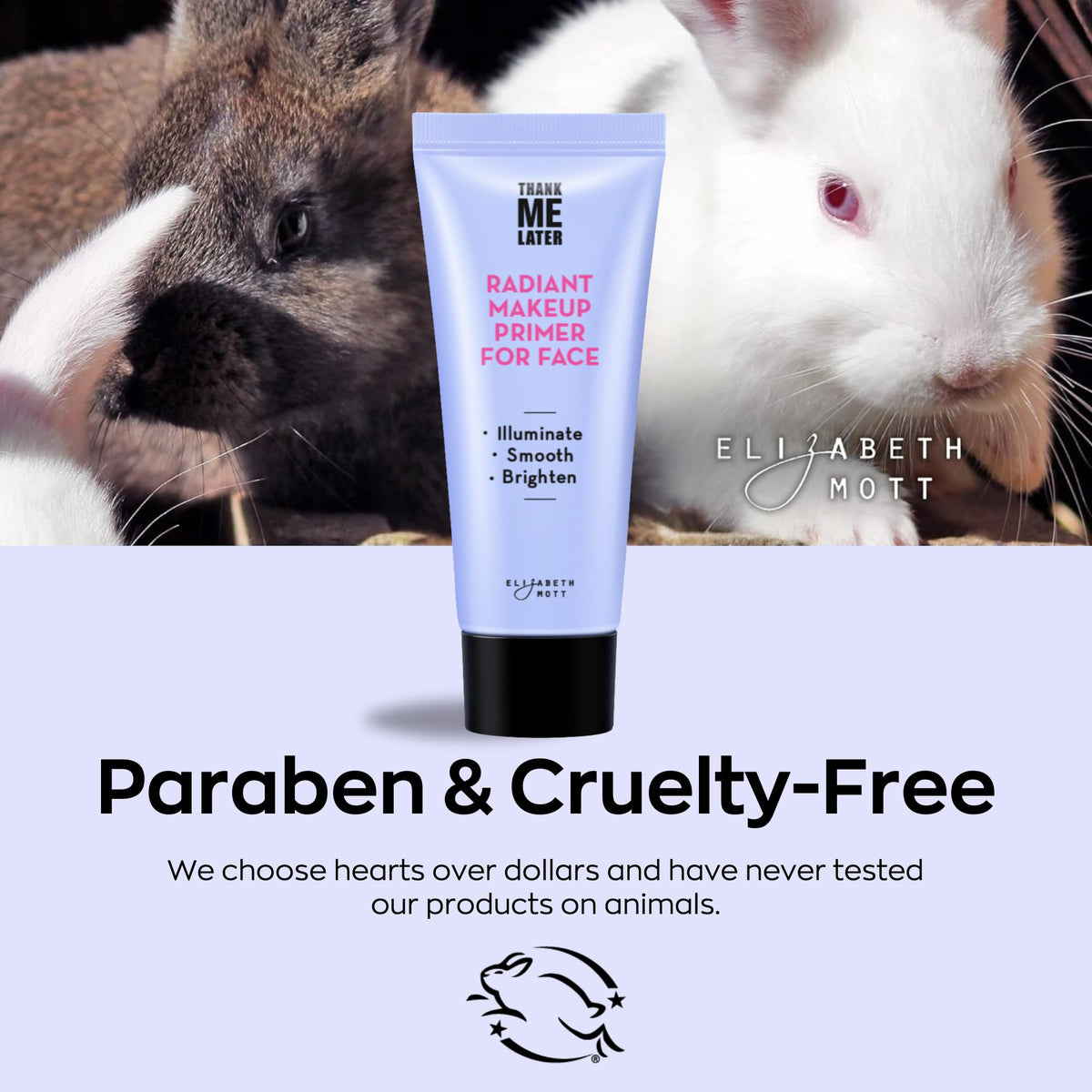Elizabeth Mott Thank Me Later primer with makeup products