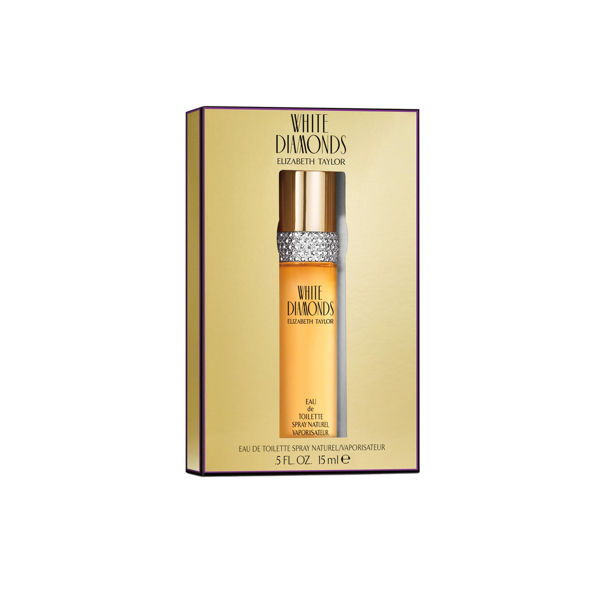 Elizabeth Taylor White Diamonds Eau de Toilette bottle with floral background