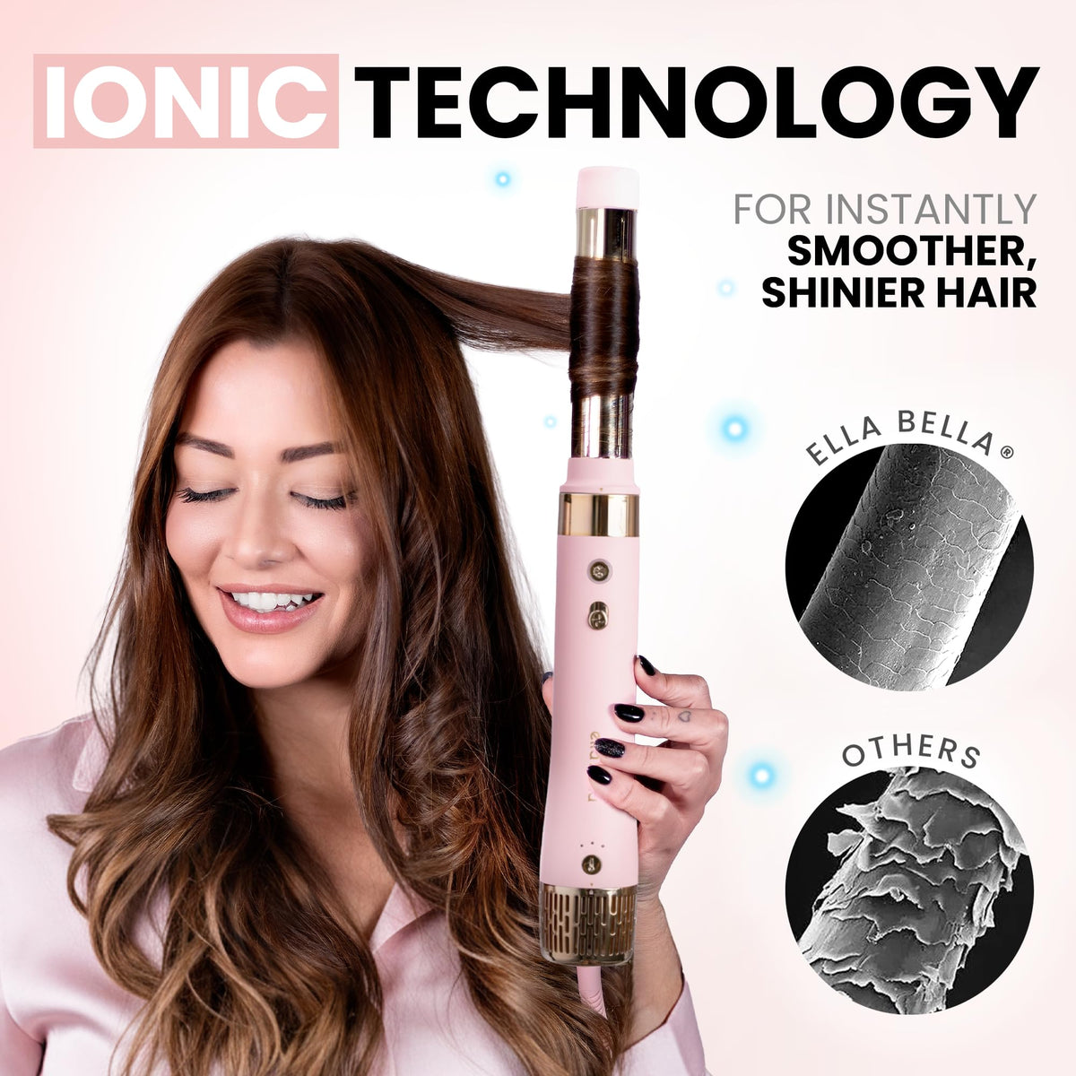 ELLA BELLA 6 in 1 Hot Air Styler in use with curls