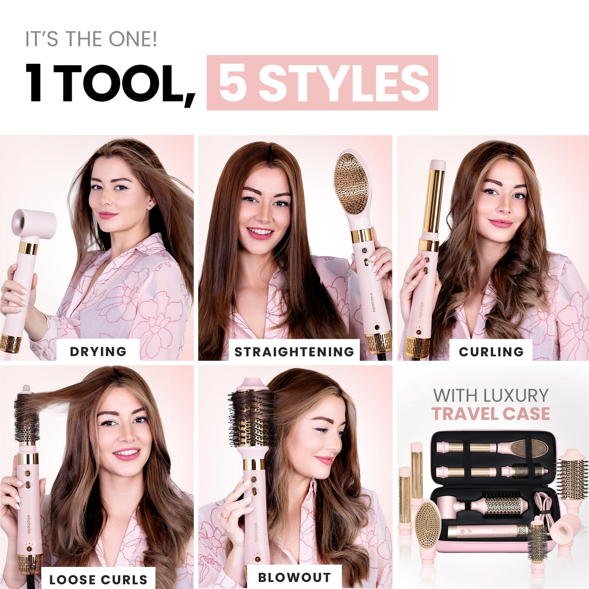 ELLA BELLA 6 in 1 Hot Air Styler with accessories