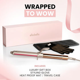 ELLA BELLA Curling Iron 1 Inch lifestyle scene with styled hair