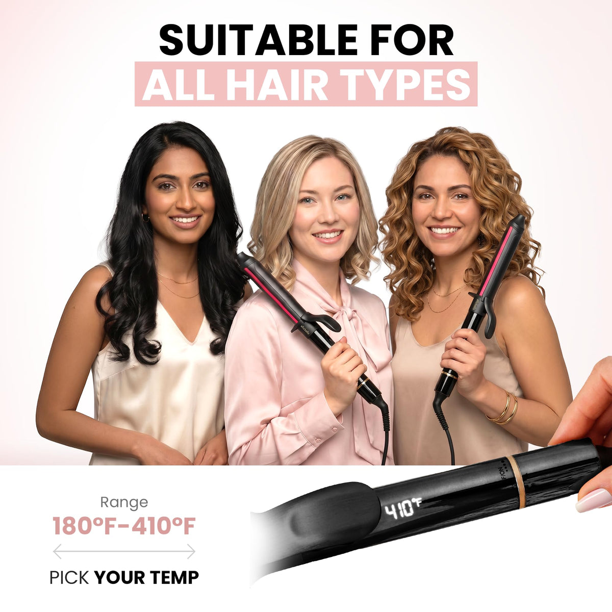 ELLA BELLA Curling Iron in use creating curls on hair