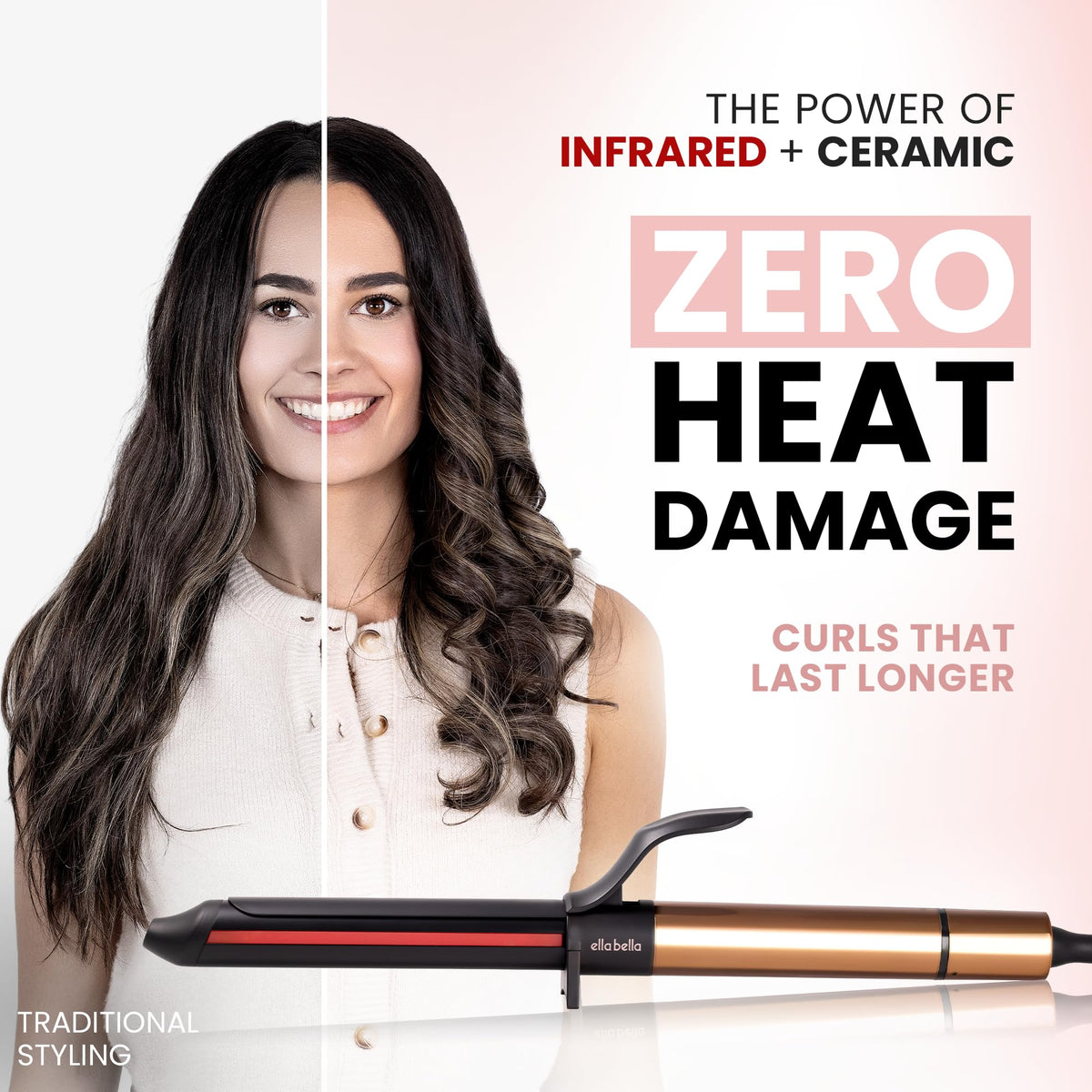 ELLA BELLA curling iron side view with heat mat