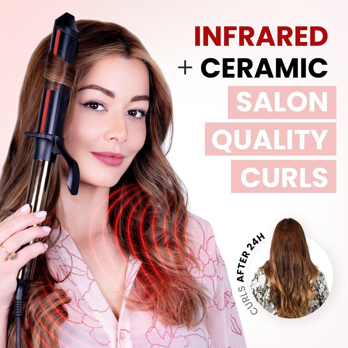 ELLA BELLA curling iron with styling glove and heat resistant mat
