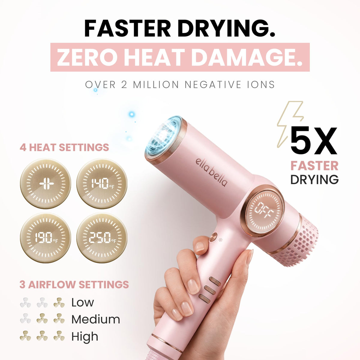 ELLA BELLA Ionic Hair Dryer in lifestyle setting
