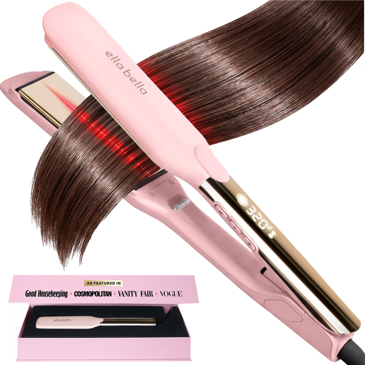 ELLA BELLA Titanium Flat Iron Hair Straightener front view