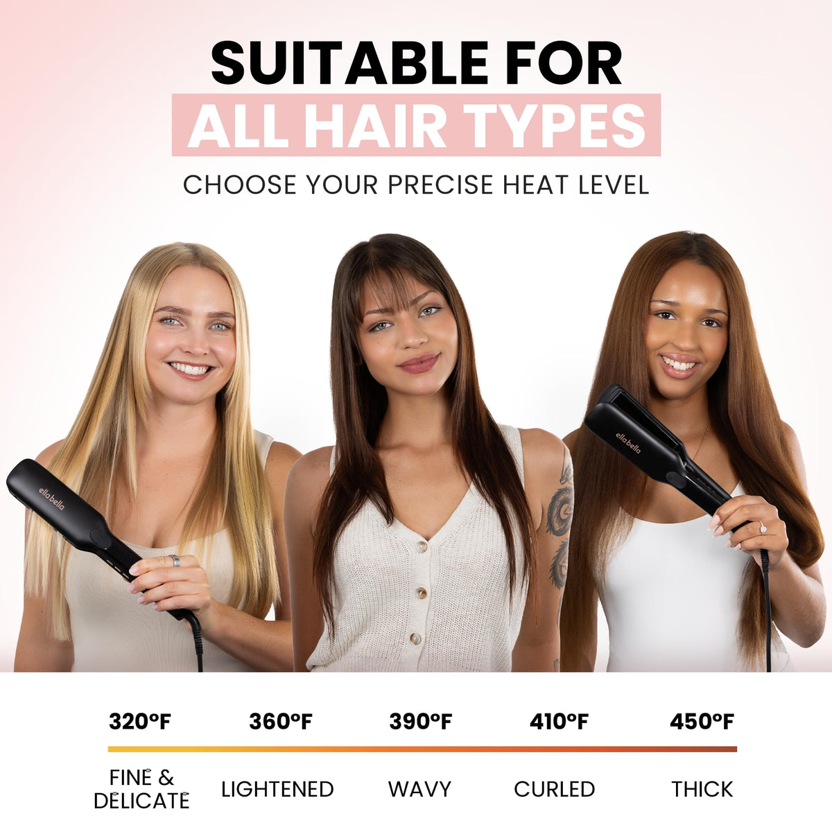 ELLA BELLA Titanium Flat Iron in a lifestyle setting