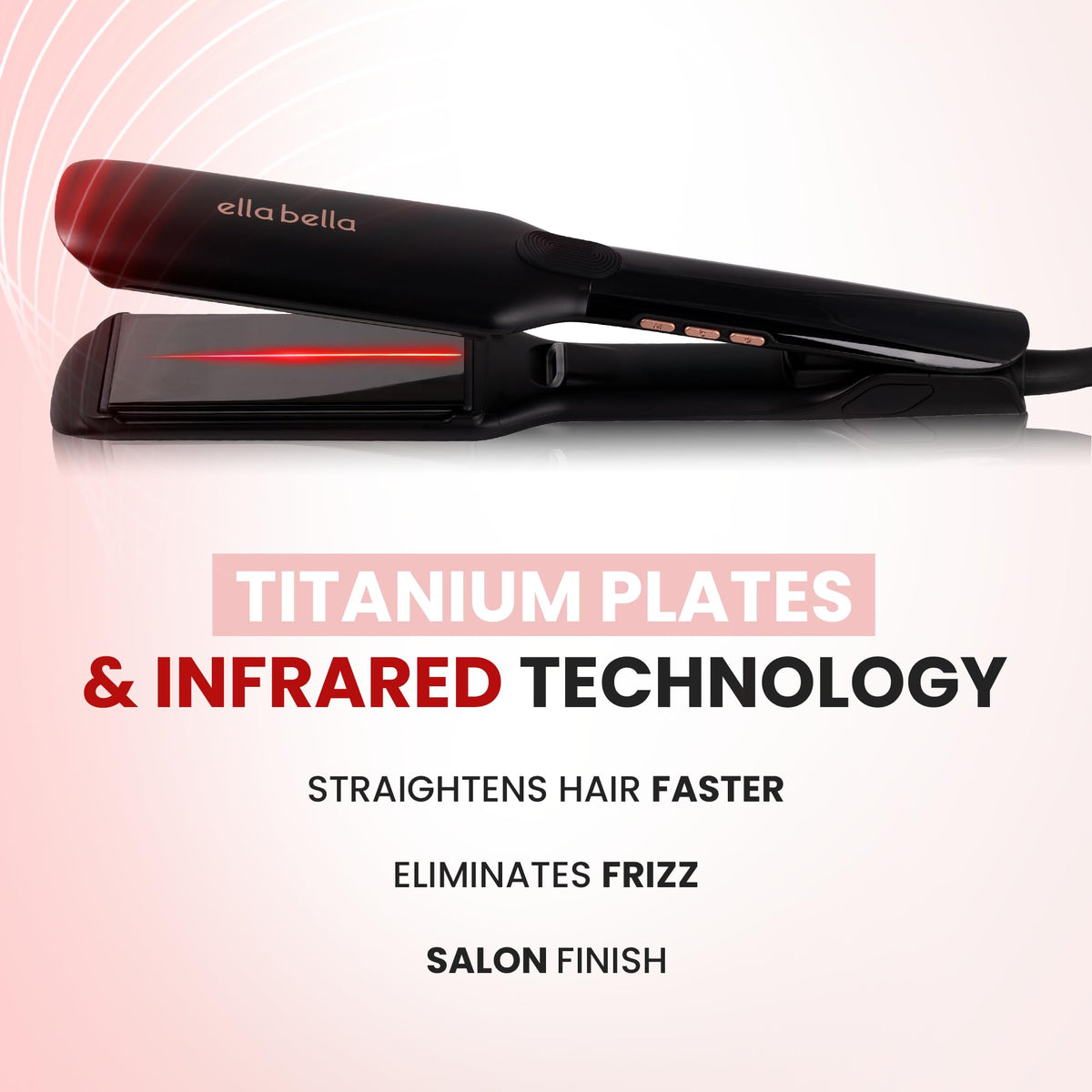 ELLA BELLA Titanium Flat Iron packaging on a white background