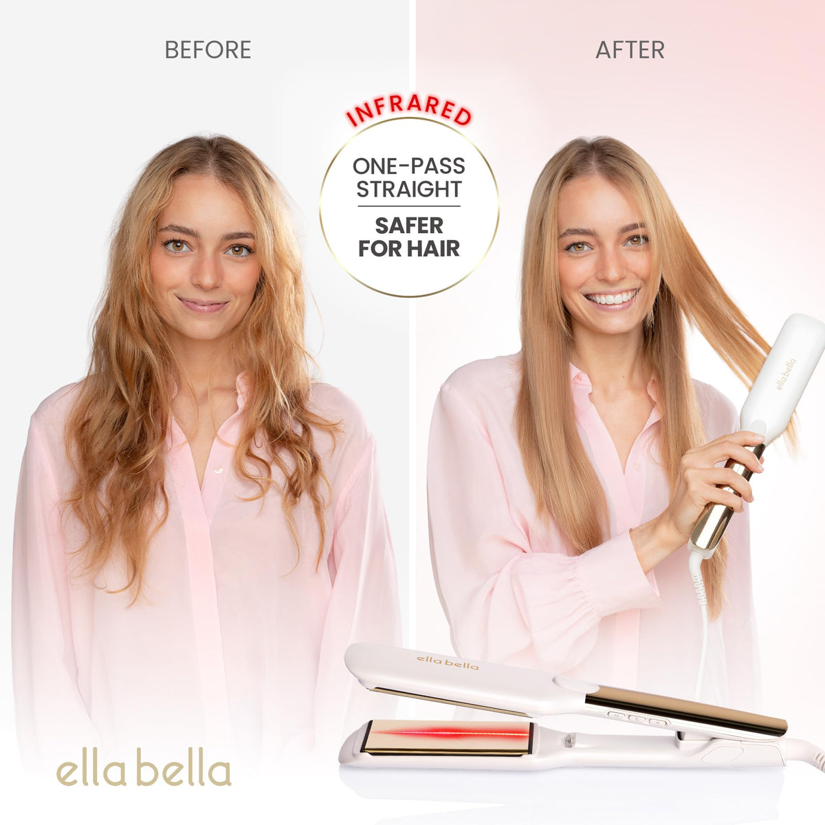 ELLA BELLA Titanium Flat Iron side view showing titanium plates