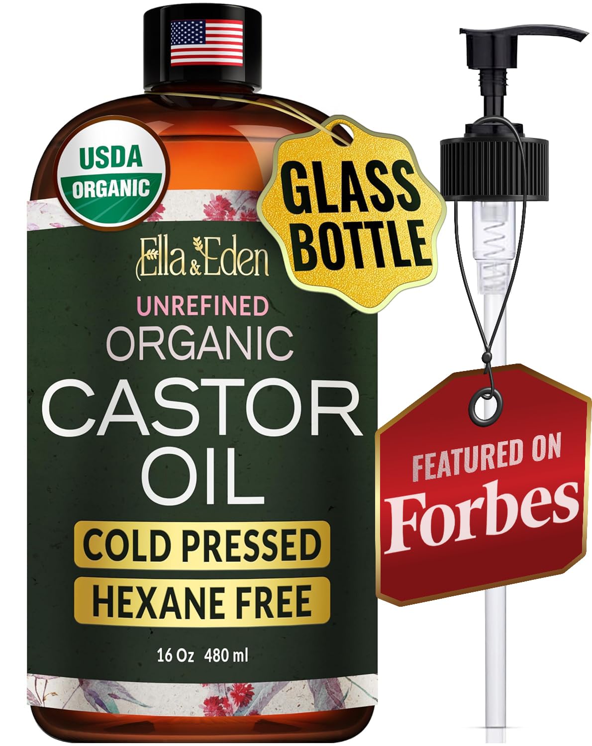 Ella & Eden Organic Castor Oil 16 Oz front view