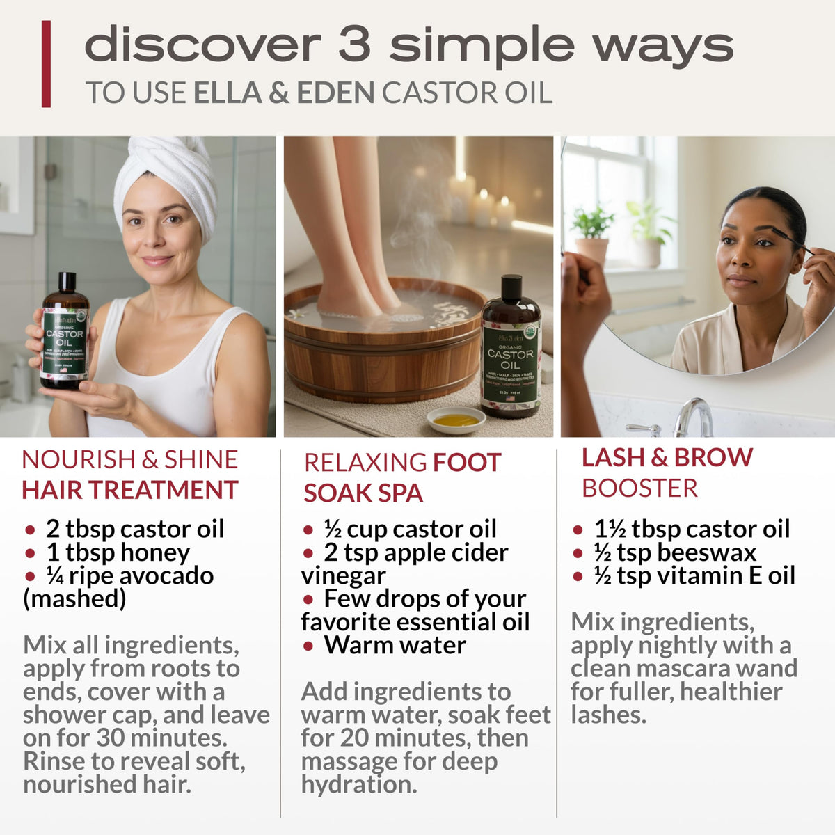 Ella & Eden Organic Castor Oil 16 Oz on a wooden table