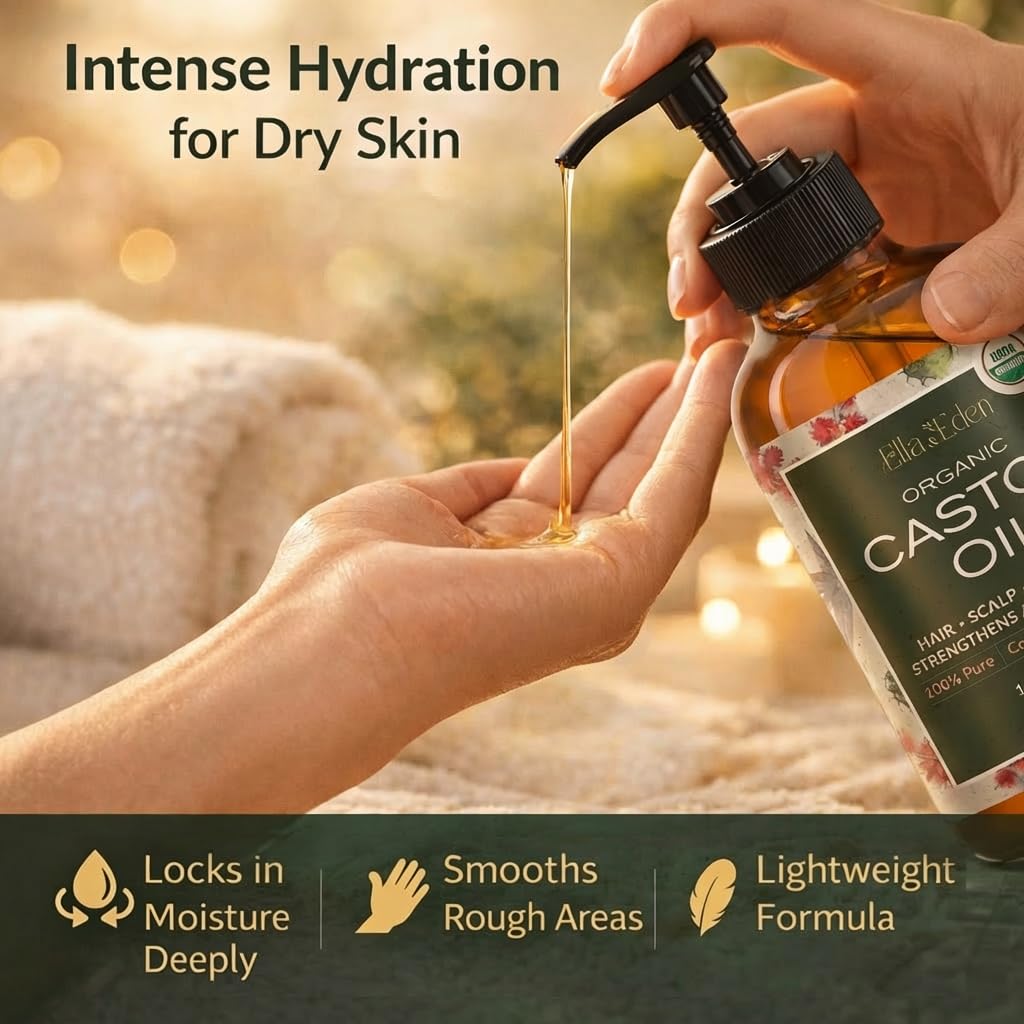 Ella & Eden Organic Castor Oil 16 Oz with eco-friendly packaging