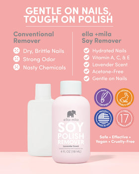 ella+mila Soy Nail Polish Remover bottle with lavender oil